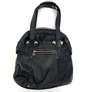 Gustto Soft Black Leather Large Double Handle Hobo Purse Bag Setelah